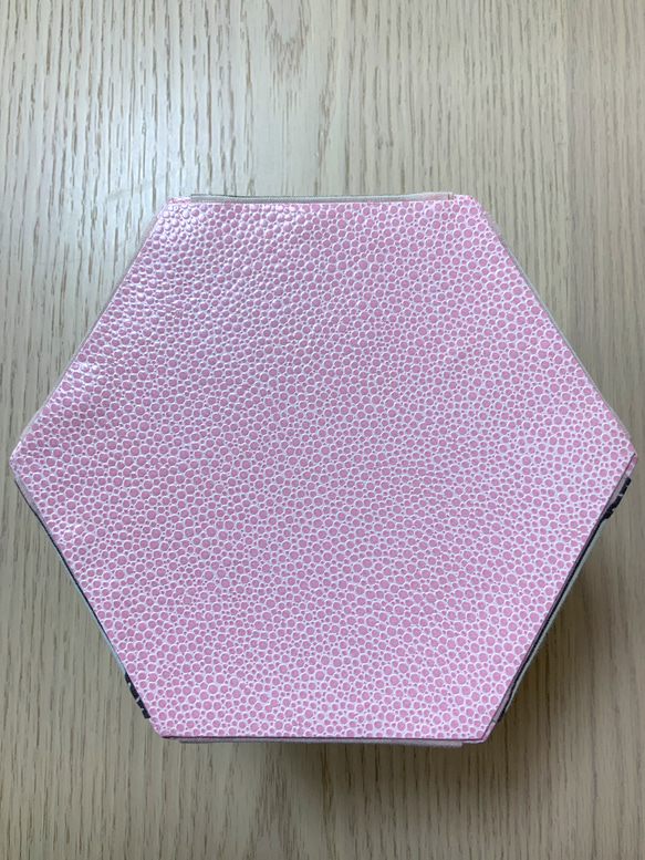 カルトナージュ 六角形 BOX ピンク　タティングレース 8枚目の画像