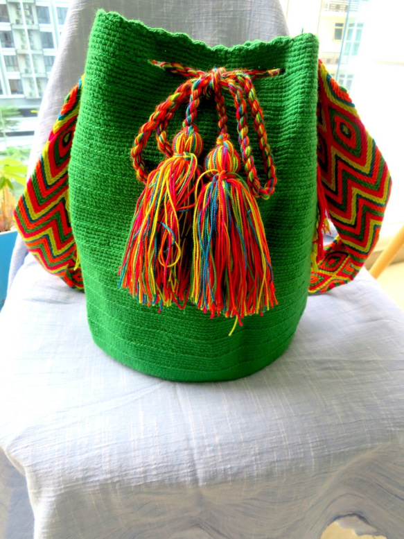 100%のコットンバッグ ショルダー ワユー wayuu ボヘミアン 洗濯可能  