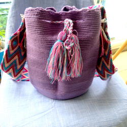 コロンビア産 ワユーバッグ ショルダー 刺繍 wayuu 民族 ボヘミアン 洗濯可能です レディース 女性用 1枚目の画像