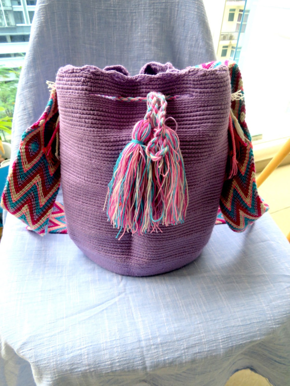 コロンビア産 ワユーバッグ ショルダー 刺繍 wayuu 民族 ボヘミアン 洗濯可能です レディース 女性用 1枚目の画像