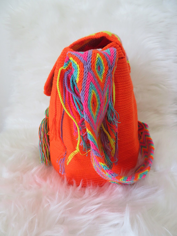 コロンビア産 ワユーバッグ ショルダー 刺繍 wayuu 民族 ボヘミアン 洗濯可能です レディース 女性用 3枚目の画像