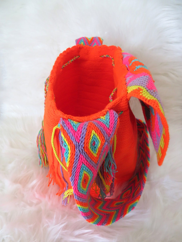 コロンビア産 ワユーバッグ ショルダー 刺繍 wayuu 民族 ボヘミアン 洗濯可能です レディース 女性用 4枚目の画像