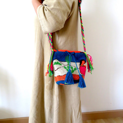 コロンビア産 ワユーバッグ ショルダー 刺繍 wayuu 民族 ボヘミアン 洗濯可能です レディース 女性用 1枚目の画像