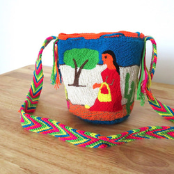 コロンビア産 ワユーバッグ ショルダー 刺繍 wayuu 民族 ボヘミアン 洗濯可能です レディース 女性用 2枚目の画像