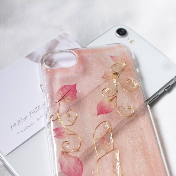 【ご褒美♡】スマホケース くすみ ピンク シアー コスメ ワイヤーアート ニュアンス ラメ 韓国 iPhone13 3枚目の画像