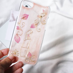 【ご褒美♡】スマホケース くすみ ピンク シアー コスメ ワイヤーアート ニュアンス ラメ 韓国 iPhone13 4枚目の画像