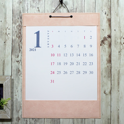 2024シンプルカレンダー　壁紙ラッピングA3 ピンク 2枚目の画像