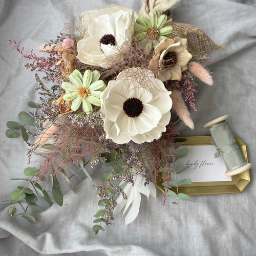 ブルーファンタジアスモークツリーリース夏リースひまわりスワッグ