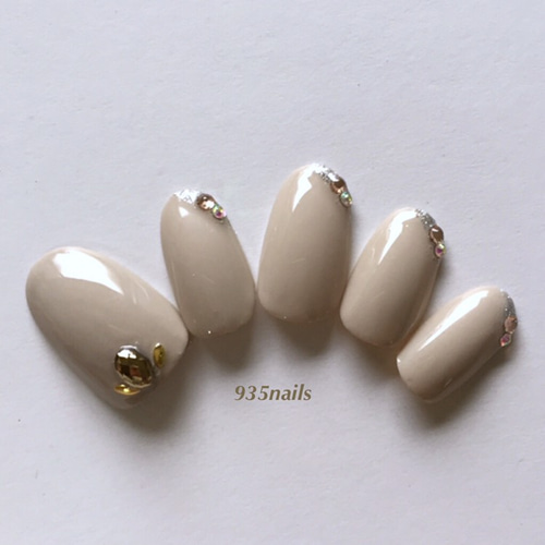 再販9】〜大人シンプル〜 ミルクティーベージュ ネイルチップ  