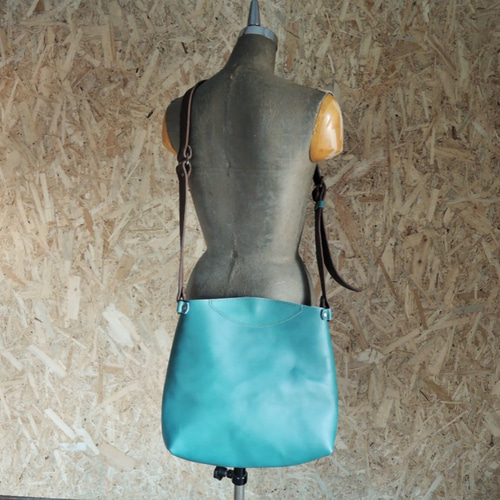 ORZO 神戸 レザーバッグ ショルダーBAG (M) ターコイズ ブルー OR334m 