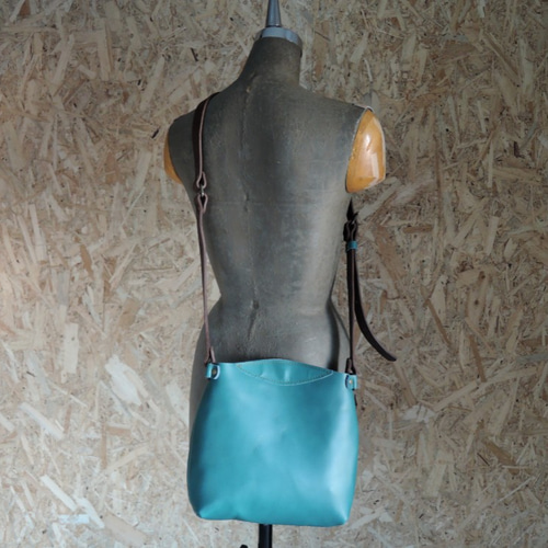 ORZO 神戸 レザーバッグ ショルダーBAG (S) ターコイズ ブルー OR334s 