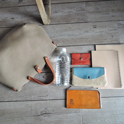 【ORZO】《Belt Set》Leather Tote Shoulder 2wayBAG(S) Grey x Camel OR 第7張的照片