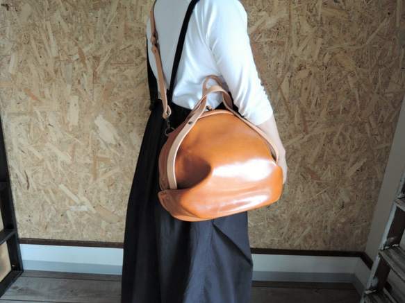 カラーオーダー2025】丸型2wayボストンバッグ 姫路レザー