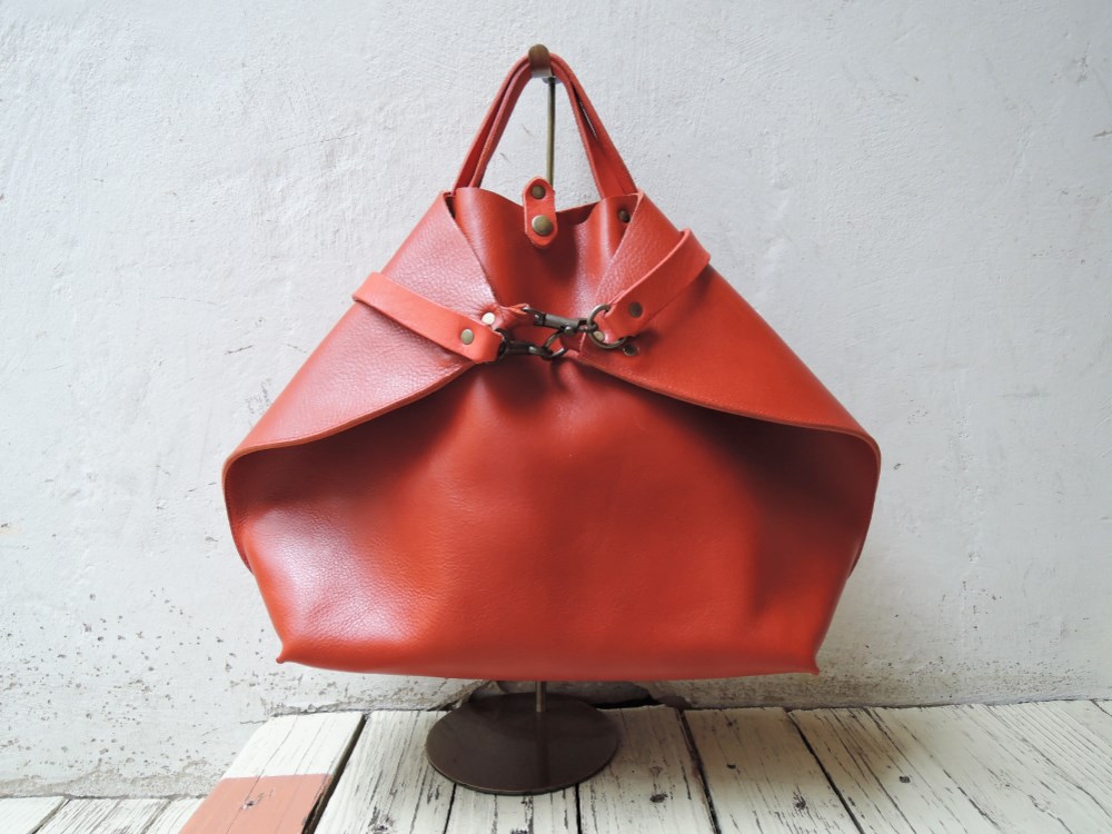 ≪ A4対応≫ 2wayトートバッグ 姫路レザー レッド【OR319M】