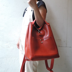神戸ORZO  皮革後背包 紅  OR315  可放入A4 第2張的照片