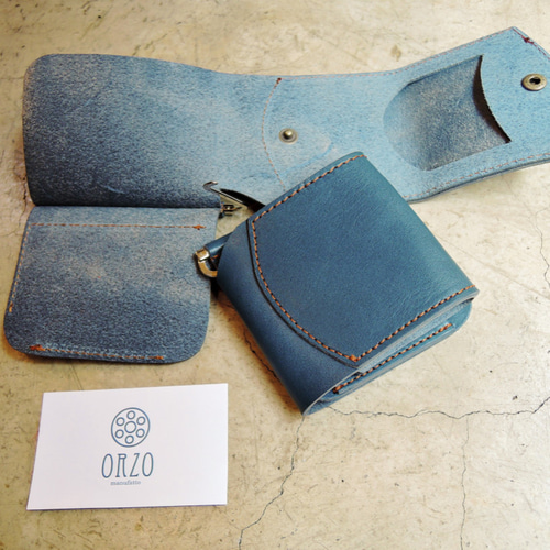 経年変化が楽しい マネークリップ仕様 二つ折りレザー財布 4色 【OR512