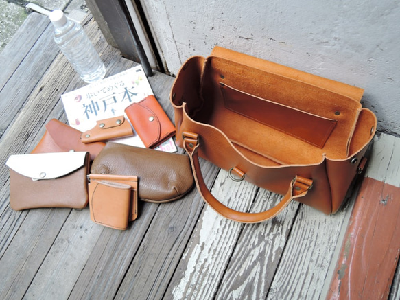 [ORZO] 神戶鞣製皮革 2way Boston BAG(S) A4 相容駱駝 OR313s 第3張的照片