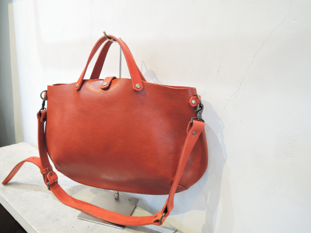 A4対応 2wayシェル型トートバッグ 姫路レザー レッド×レッド【OR314M】