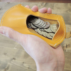 [ORZO] 神戶栃木皮革鞣製皮革零錢包芥末色 第2張的照片