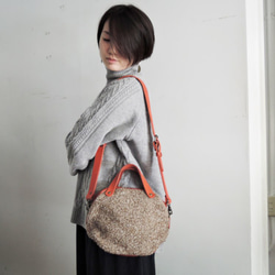 【新春福袋（Creema限定）】神戸ORZO ボア 2way ミニボストンショルダー bag ブラウン×レッド 524B 1枚目の画像