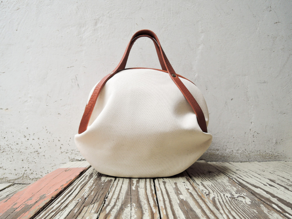 8号帆布×ヌメ革 2wayボストンバッグ キナリ×キャメル OR3531cM