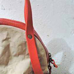 “免費送貨”神戶ORZO尼龍x Nume皮革波士頓手袋S米色x紅色OR331sp S 第2張的照片