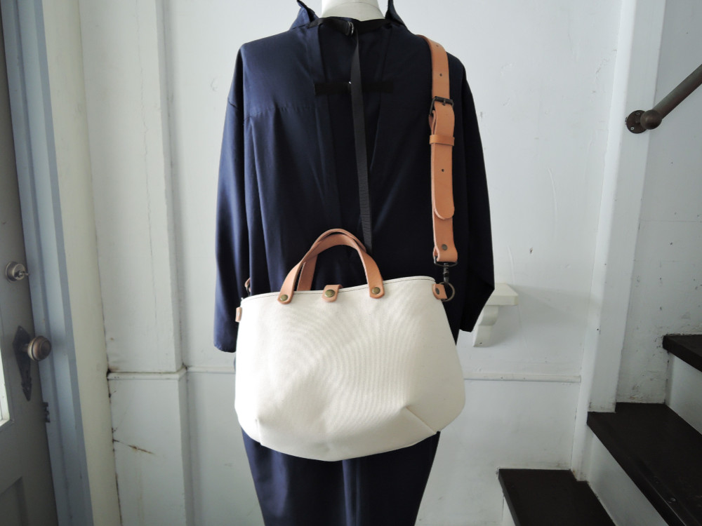 8号帆布×レザー 2way シェル型トートバッグ キナリ OR514cS