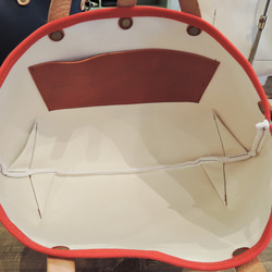 【ORZO】神戸 8号帆布xレザー 栃木レザートート ショルダー2wayBAG(M) レッド OR514c 2枚目の画像
