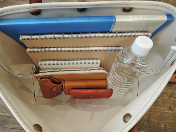 【ORZO】神戸 8号帆布xレザー 栃木レザートート ショルダー2wayBAG(M) レッド OR514c 3枚目の画像