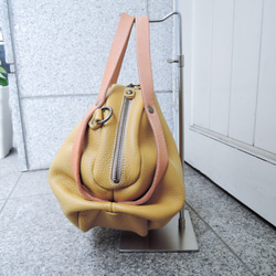 [夏季幸運袋]免費送貨[帶]神戶ORZO皮革袋圓2way波士頓和肩膀淡黃色黃色531pc 第4張的照片