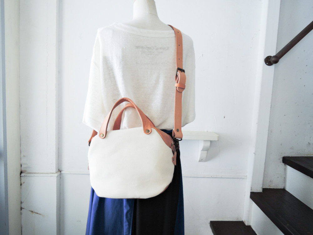 ヌメ革×8号帆布 2wayミニボストンバッグ キナリ 【OR524c】