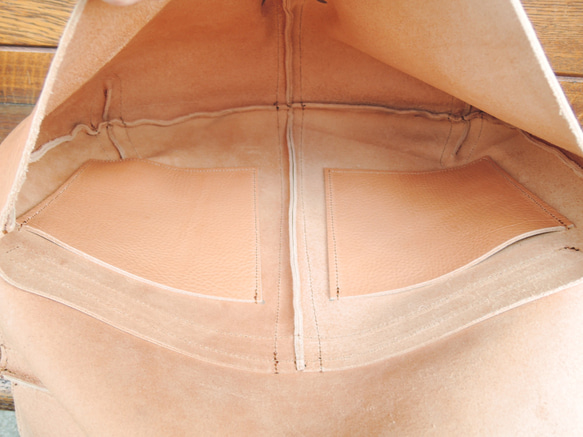 [ORZO] 神戶鞣革皮革包 單肩包 (M) 米色 x 米色 OR310M 第5張的照片