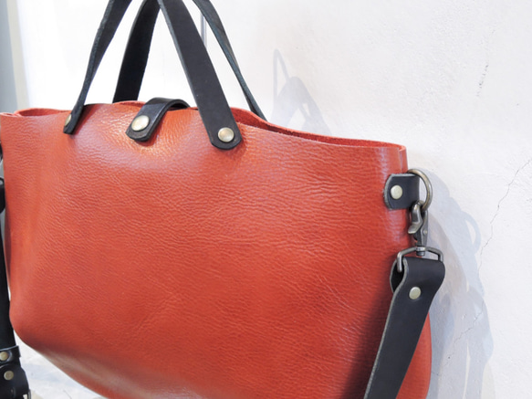 【ORZO】神戸 レザーバッグ トートショルダー2wayBAG(M)A4対応 レッド×ブラック OR314M 【ORZO】神戸 OR314M P1942880736(14850円)