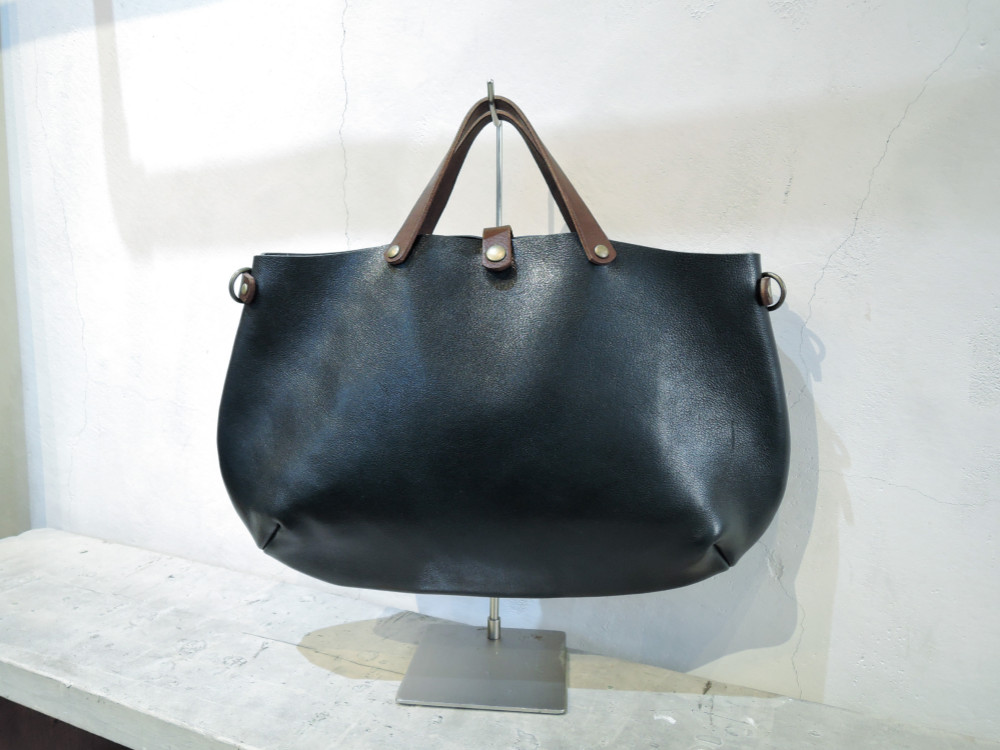 A4対応 2wayシェル型トートバッグ ネイビー×ダークブラウン【OR314M】