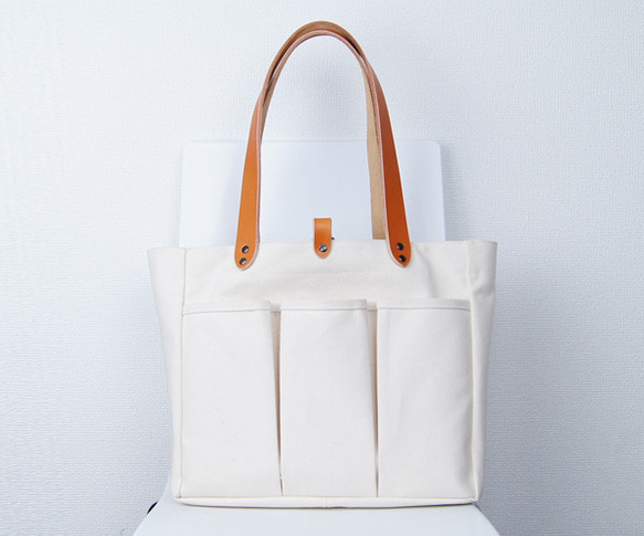 帆布　トートバッグ 6号帆布（倉敷帆布製）革コンビ・トート Lsize・Lemonton