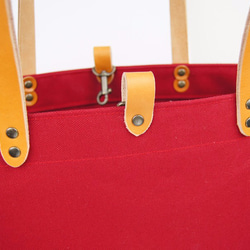 たっぷり容量6号帆布のトートバッグ～赤（倉敷帆布）～ 2枚目の画像