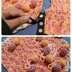 　ポンポン・チェリーの手編みベスト・ネーム入れ　(カラー４種類)(サイズSS・S・M・L・XL) 4枚目の画像