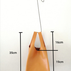 牛革　エコバッグ/セカンドバッグ/サブバッグ/ハンドバッグ/キャメル/1枚革 6枚目の画像