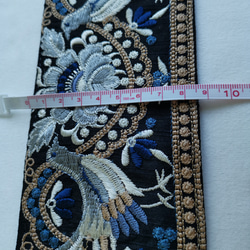 インド刺繍リボン 青い鳥 シルク 3枚目の画像