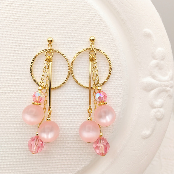 桜色のポラリスの春ピアス 1枚目の画像