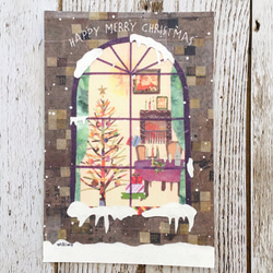 【クリスマスの窓辺】ポストカード3枚組 1枚目の画像