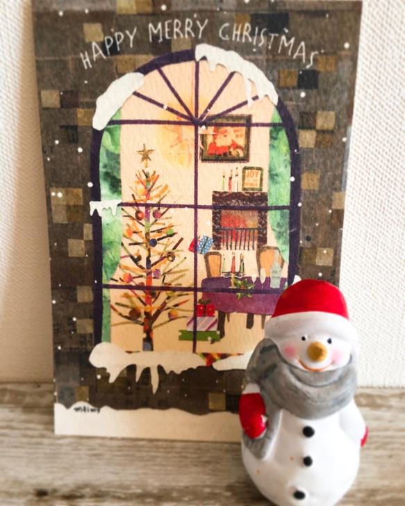 【クリスマスの窓辺】ポストカード3枚組 2枚目の画像