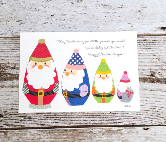 【サンタ マトリョーシカ】ポストカード3枚組 1枚目の画像