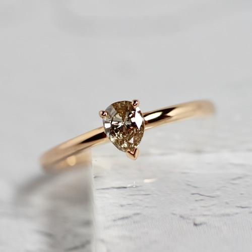 天然ダイヤモンド0.257ct ペアシェイプカット K18PGリング 57 メイ