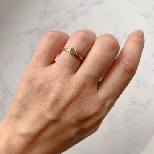 天然ダイヤモンド0.257ct ペアシェイプカット K18PGリング 57