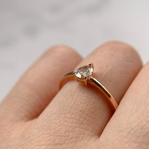 天然ダイヤモンド0.257ct ペアシェイプカット K18PGリング 57 メイ
