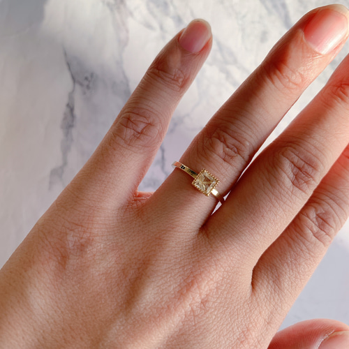 ルチルクォーツ 0.37ct 計K18イエローゴールドリング 18金 指輪 金運