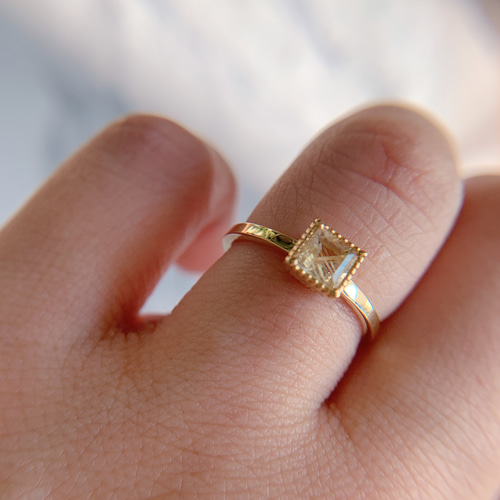 ルチルクォーツ 0.37ct 計K18イエローゴールドリング 18金 指輪 金運