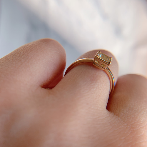 ルチルクォーツ 0.37ct 計K18イエローゴールドリング 18金 指輪 金運