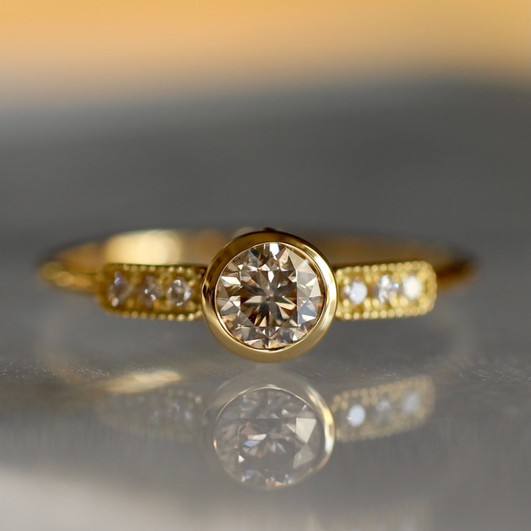 シャンパン ブラウン ダイヤモンド K18PG ダイヤ リング 指輪 一粒 天然 楽天市場】ダイヤモンド リング 0.2ct シャンパン ブラウン